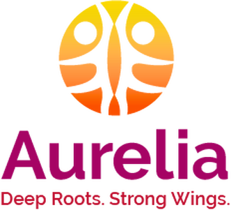 Aurelia's Logo. Aurelia Deeper Roots. Stronger Wings.